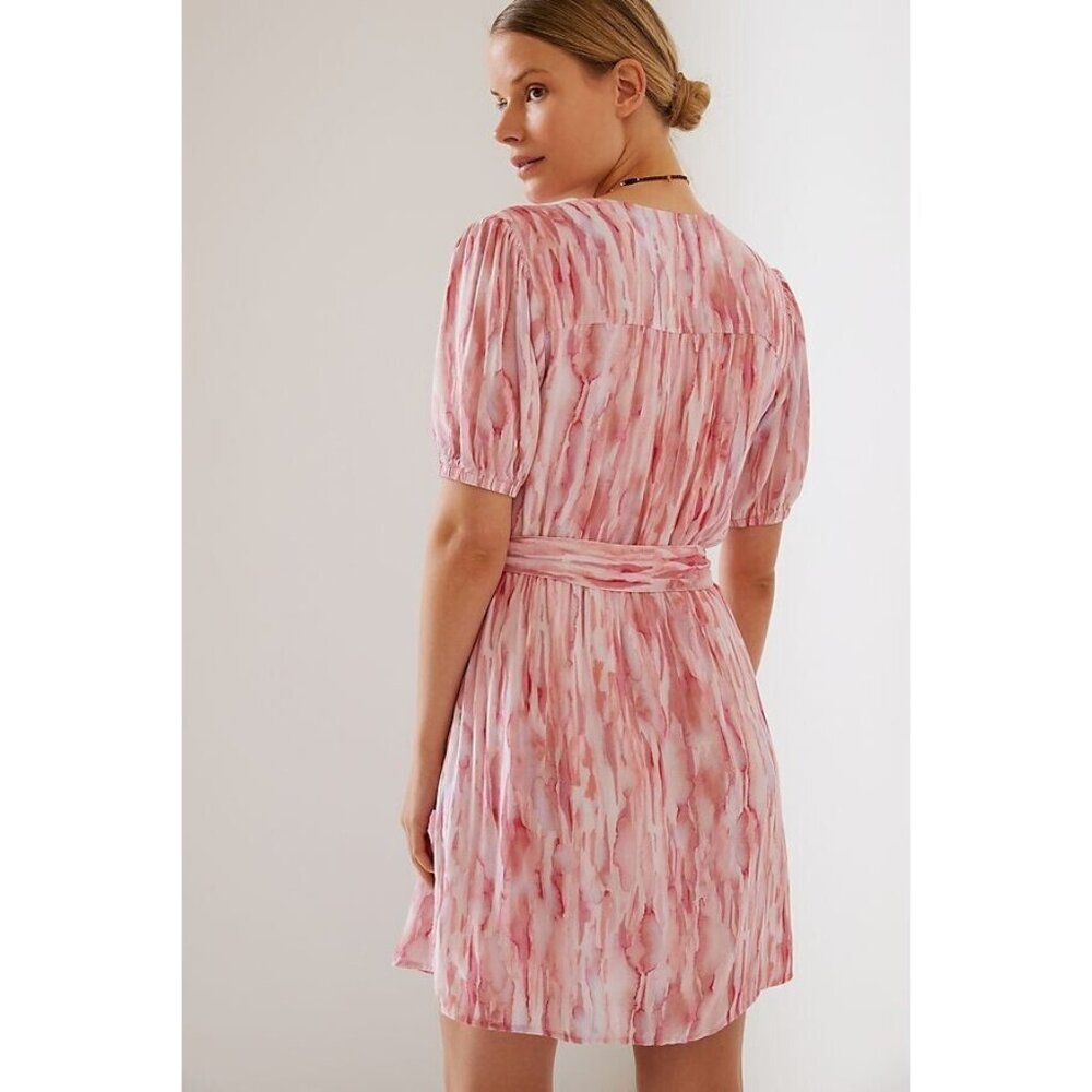 Anthropologie Cloth & Stone Womens Medium Button Up Mini Dress Short Sleeve Pink - Picture 3 of 16
